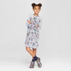 Girls' Velvet Holiday Graphic Sweater Dress - Art Class Gray