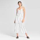 Women's Striped Sleeveless Wide Leg Jumpsuit - Eclair White