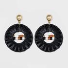 Woven Raffia And Wood Beaded Earrings - A New Day Black