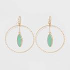 Semi-precious Stone Matte Malachite And Textured Rings Drop Earrings - A New Day Green, Women's