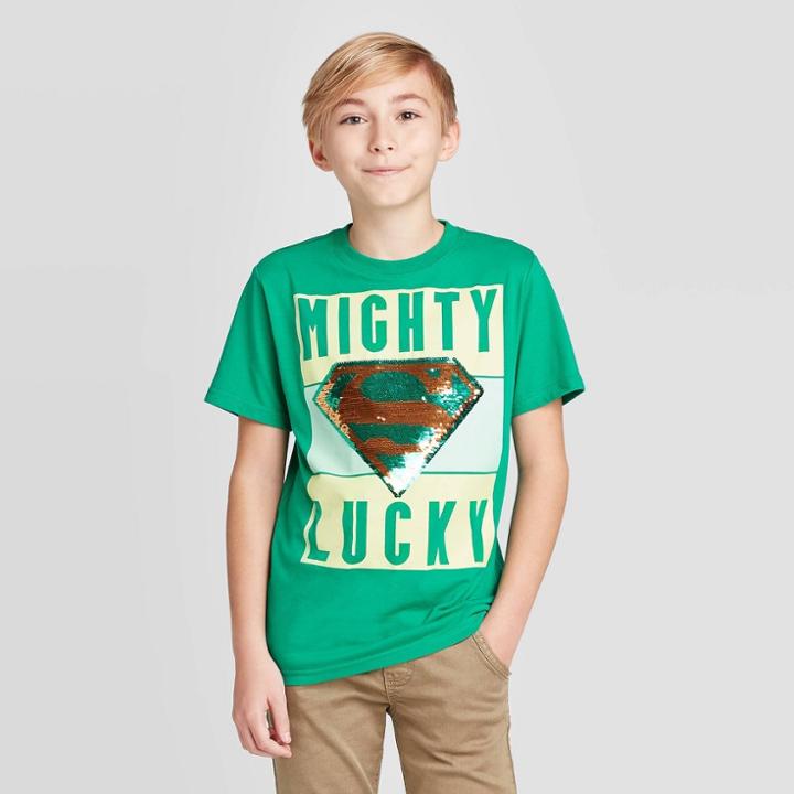 Petiteboys' Superman Flip Sequin Short Sleeve T-shirt - Green