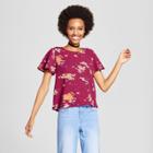 Women's Floral Woven T-shirt - Xhilaration (juniors') Berry