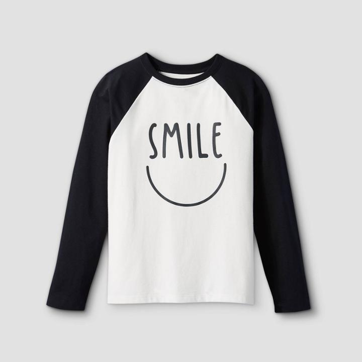Boys' 'smile' Raglan Graphic Long Sleeve T-shirt - Cat & Jack Cream