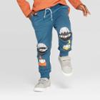 Toddler Boys' French Terry Jogger Pants With Construction Knee Hits - Cat & Jack Blue
