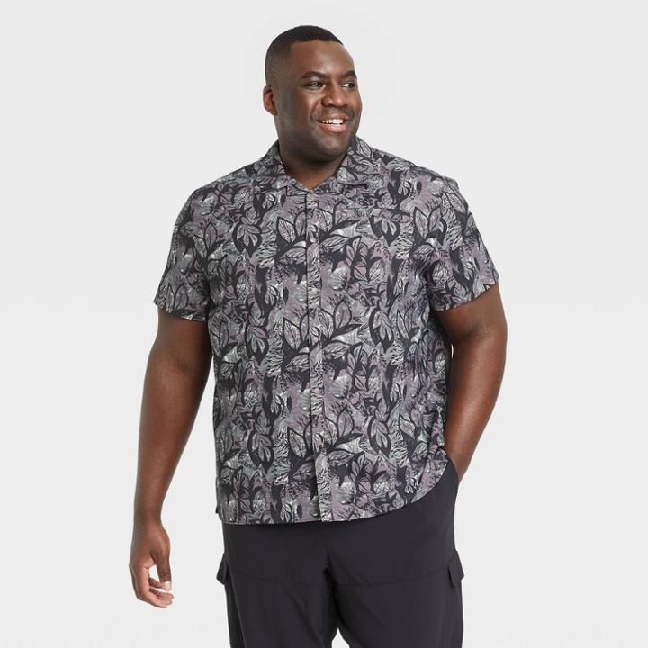 Men's Big & Tall Short Sleeve Leaf Print Adventure T-shirt - All In Motion Purple