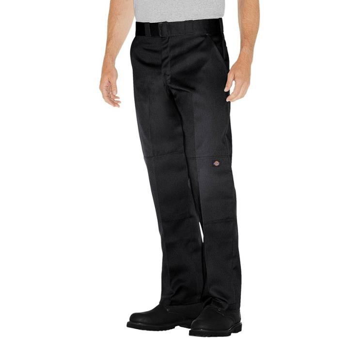 Dickies Men's Relaxed Straight Fit Twill Double Knee Work Pants - Black