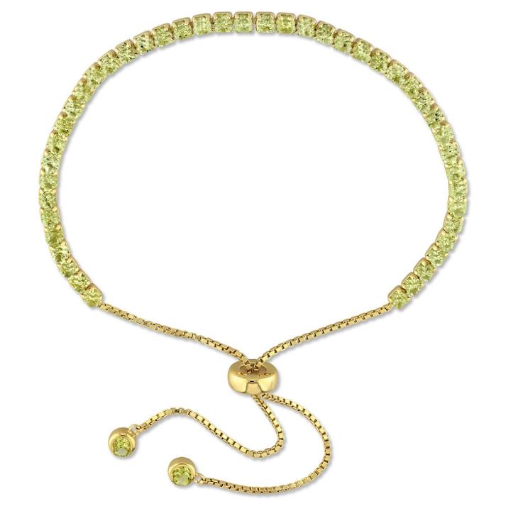 No Brand 3 1/4 Ct. T.w. Peridot Bolo Bracelet With Tassel In Yellow Plated Sterling Silver, Women's, Size:
