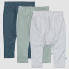 Honest Baby Boys' 3pk Organic Cotton Cuff-less Harem Pull-on Pants - Blue/green/gray
