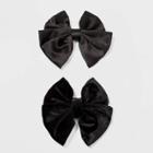 Mixed Satin And Velvet Bow Barrette Set 2pc - Wild Fable Black