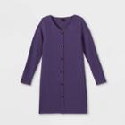 Girls' Cozy Button-front Long Sleeve Dress - Art Class Dark Purple