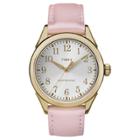 Women's Timex Watch With Leather Strap - Gold/pink Tw2p99100jt, Pink