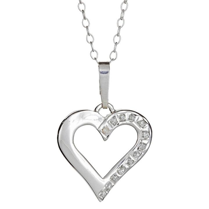 Target Sterling Silver Heart Pendant Necklace With Diamond Accents - White, Women's