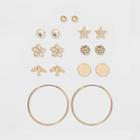 Opal And Flower Eight Studs Earring Set - A New Day Gold