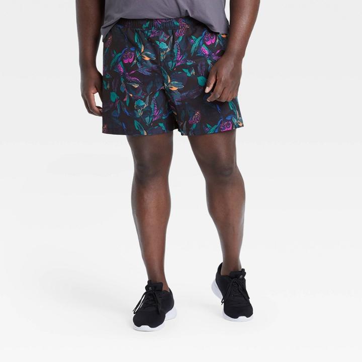 Men's Big & Tall Floral Print Hybrid Shorts - All In Motion Tropical Black Xxxl