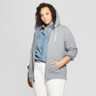 Women's Plus Size Long Sleeve Crew Neck Zip-up Hoodie Sweatshirt - Universal Thread Gray X