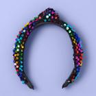 More Than Magic Girls' Velvet Knot Headband With Rainbow Sequins - More Than