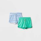 Girls' 2pk Knit Pull-on Shorts - Cat & Jack Green/blue