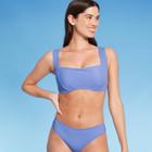 Women's Light Lift Square Neck Wide Strap Ribbed Bikini Top - Shade & Shore Bright Periwinkle 32b, Bright Purple