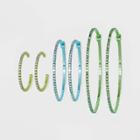 Anodized Crystal Cubic Zirconia Trio Hoop Earring Set 3pc - Wild Fable Blue/green