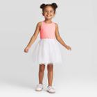 Toddler Girls' Tank Top Tulle Dress - Cat & Jack Coral 12m, Toddler Girl's, Pink