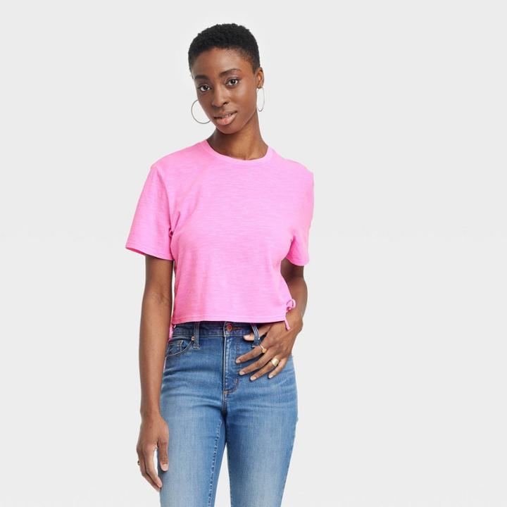 Women's Side Ruched Short-sleeve T-shirt - Universal Thread Pink