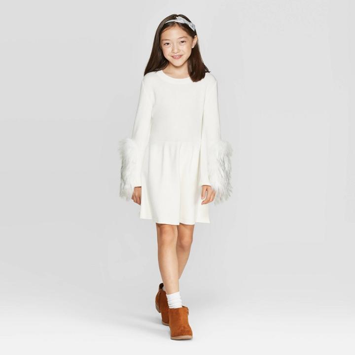 Toddler Girls' Dress - Cat & Jack Cream Xs, Girl's, Beige