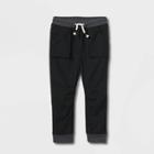 Toddler Boys' Jersey Lined Poplin Woven Pull-on Pants - Cat & Jack Black