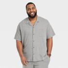 Men's Big & Tall Short Sleeve Knit Button-down Shirt - Goodfellow & Co Gray