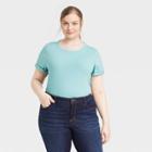 Women's Plus Size Short Sleeve T-shirt - Universal Thread Light Aqua Blue