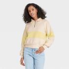 Women's Striped Quarter Zip-up Pullover Sweatshirt - Universal Thread Lemon Drop Yellow