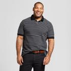 Men's Tall Striped Standard Fit Short Sleeve Loring Polo Shirt - Goodfellow & Co Deep Charcoal