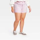 Women's Plus Size High-rise Midi Jean Shorts - Universal Thread Acid Wash Purple