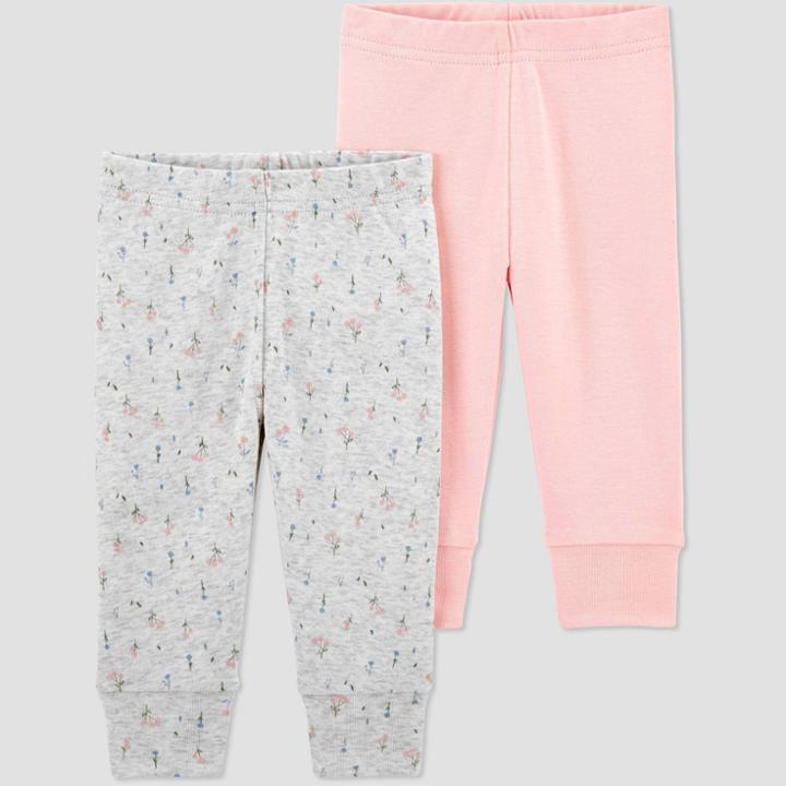 Baby Girls' 2pk Bear Pull-on Pants - Just One You Made By Carter's Pink Newborn