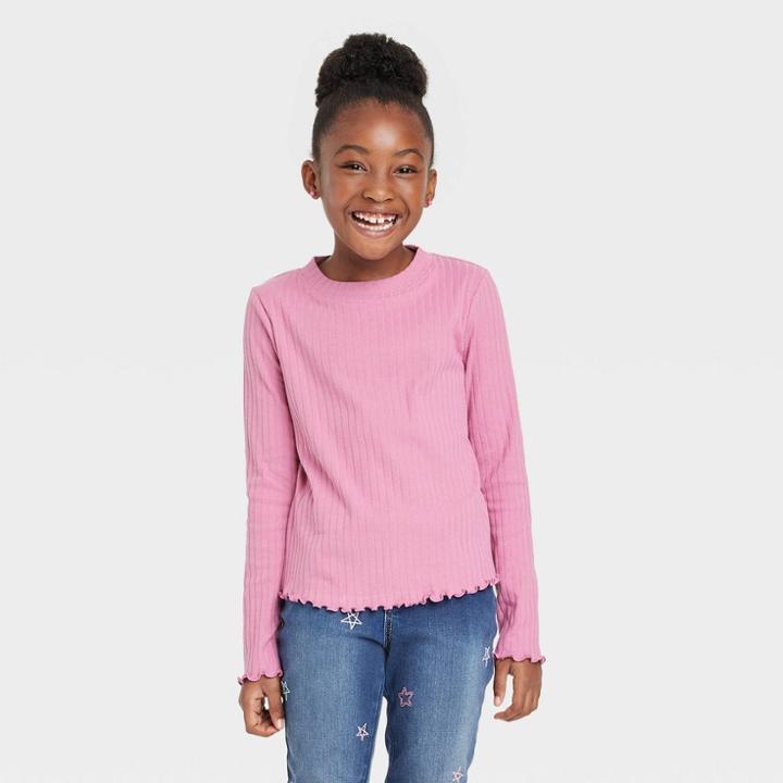 Girls' Long Sleeve Rib T-shirt - Cat & Jack