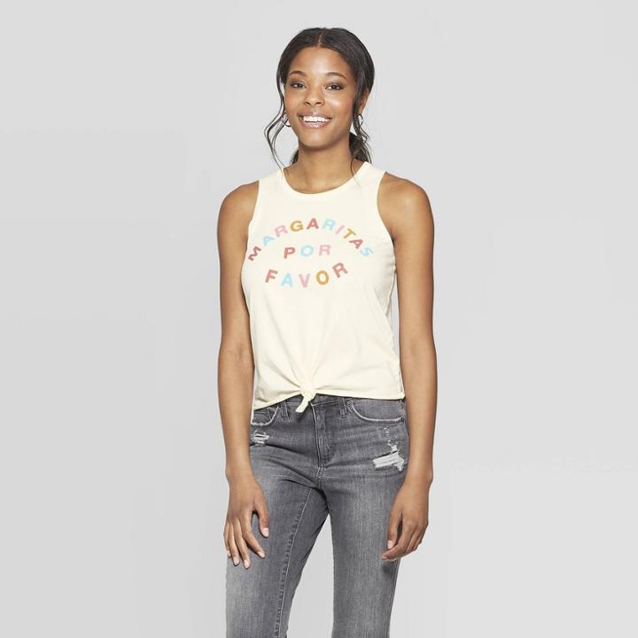 Women's Margarita Por Favor Tank Top - (juniors') Fifth Sun - Off White