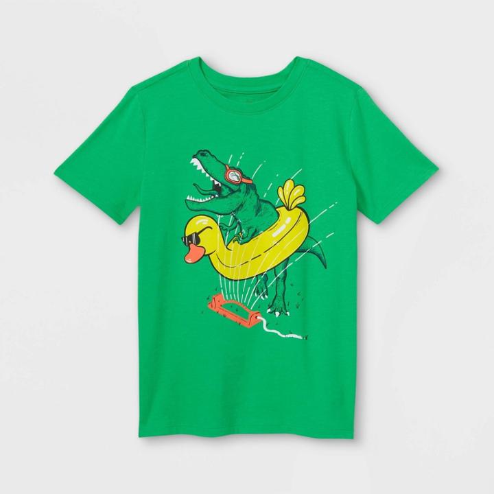 Boys' Summertime T-rex Short Sleeve Graphic T-shirt - Cat & Jack Bright Green