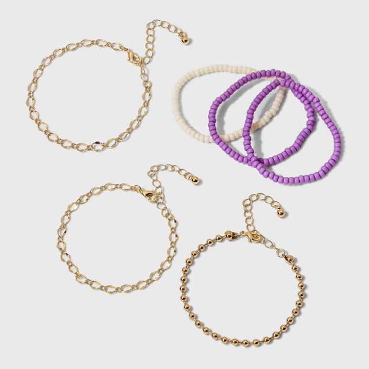 Girls' 6pk Beaded Chain Bracelet Set - Art Class