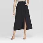 Women's Mid-rise Button Front Maxi Skirt - A New Day Black