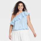 Women's Plus Size One Shoulder Ruffle Top - A New Day