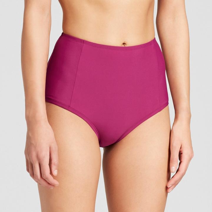 Sea Angel Women's High Waist Bikini Bottom - Bordeaux (red)