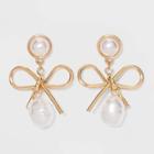 Sugarfix By Baublebar Gold Bow Drop Earrings With Pearl - Gold