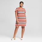 Women's Plus Size Striped T-shirt Dress - Ava & Viv Brown
