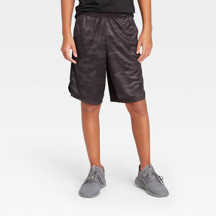Boys' Basketball Camo Print Shorts - All In Motion Black Xs, Boy's, Black Green