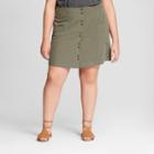 Women's Plus Size Button Front Skirt - Universal Thread Olive