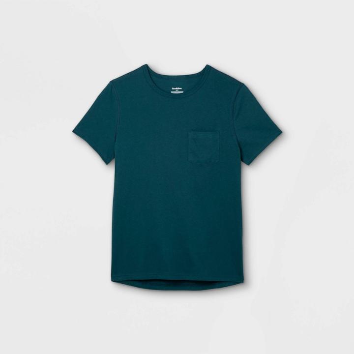 Men's Adaptive Loose Fit Short Sleeve Crewneck T-shirt - Goodfellow & Co Blue