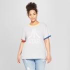 Junk Food Women's Plus Size Atari Short Sleeve Ringer Graphic T-shirt - Heather Gray