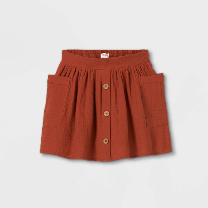 Girls' Button Detail Skirt - Cat & Jack Orange