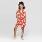 Girls' Floral Print Woven Dress - Cat & Jack Rust
