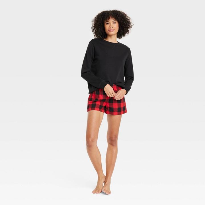 Women's Plaid 3pc Backpack And Pajama Set - Stars Above Black Buffalo
