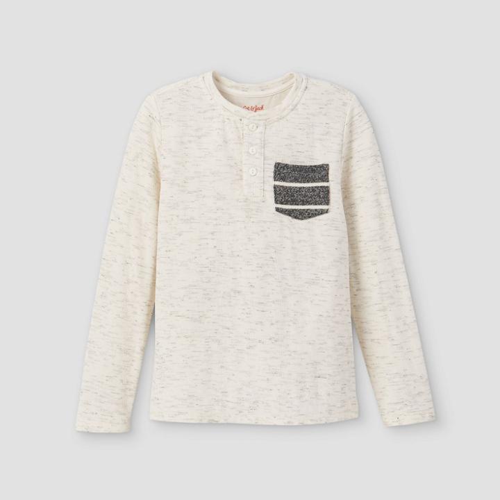 Boys' Double Knit Long Sleeve T-shirt - Cat & Jack Cream